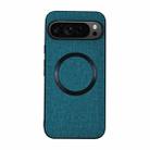 For Google Pixel 9 Pro CD Magnetic Ring Cloth Texture PU Phone Case(Green) - 1