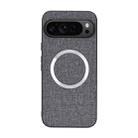 For Google Pixel 9 Pro CD Magnetic Ring Cloth Texture PU Phone Case(Grey) - 1