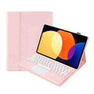 For Xiaomi Pad 6S Pro 12.4 Lambskin Texture Detachable Bluetooth Keyboard Leather Case with Touchpad(Pink) - 1