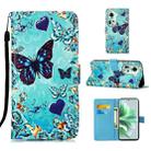 For OPPO Reno11 5G Global Colored Drawing Pattern Plain Weave Leather Phone Case(Caring Butterfly) - 1