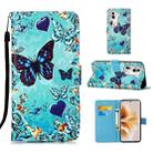 For OPPO Reno11 Pro 5G Global Colored Drawing Pattern Plain Weave Leather Phone Case(Caring Butterfly) - 1