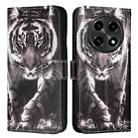 For OPPO A2 Pro 5G / A3 Pro 5G Colored Drawing Pattern Plain Weave Leather Phone Case(Black And White Tiger) - 1