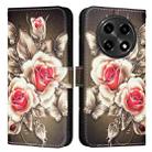 For OPPO A2 Pro 5G / A3 Pro 5G Colored Drawing Pattern Plain Weave Leather Phone Case(Roses On Black) - 1