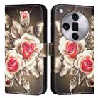 For OPPO Find X7 Ultra Colored Drawing Pattern Plain Weave Leather Phone Case(Roses On Black) - 1