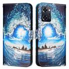 For OPPO Reno9 A JP Version Colored Drawing Pattern Plain Weave Leather Phone Case(Waves And Sun) - 1