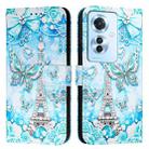 For OPPO Reno 11F 5G Global Colored Drawing Pattern Plain Weave Leather Phone Case(Tower Butterfly) - 1