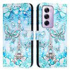 For OPPO Reno12 Pro Global Colored Drawing Pattern Plain Weave Leather Phone Case(Tower Butterfly) - 2