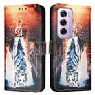 For OPPO Reno12 Pro Global Colored Drawing Pattern Plain Weave Leather Phone Case(Cats And Tigers) - 2