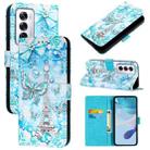 For OPPO Reno12 Global Colored Drawing Pattern Plain Weave Leather Phone Case(Tower Butterfly) - 1