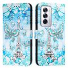 For OPPO Reno12 Global Colored Drawing Pattern Plain Weave Leather Phone Case(Tower Butterfly) - 2