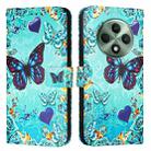 For OPPO Reno12 F Global Colored Drawing Pattern Plain Weave Leather Phone Case(Caring Butterfly) - 2