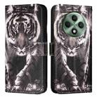 For OPPO Reno12 F Global Colored Drawing Pattern Plain Weave Leather Phone Case(Black And White Tiger) - 2