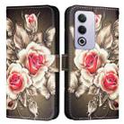 For OPPO A3 Pro 5G Global Colored Drawing Pattern Plain Weave Leather Phone Case(Roses On Black) - 2