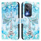 For OPPO A80 5G EU Version Colored Drawing Pattern Plain Weave Leather Phone Case(Tower Butterfly) - 2