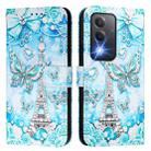 For OPPO K12x 5G Global Colored Drawing Pattern Plain Weave Leather Phone Case(Tower Butterfly) - 2