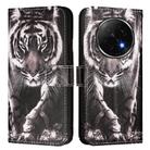 For OPPO A5 Pro China Colored Drawing Pattern Plain Weave Leather Phone Case(Black And White Tiger) - 2