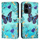 For OPPO Reno13 F 5G Global Colored Drawing Pattern Plain Weave Leather Phone Case(Caring Butterfly) - 2