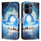 For OPPO Reno13 F 5G Global Colored Drawing Pattern Plain Weave Leather Phone Case(Waves And Sun) - 2