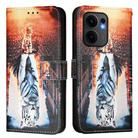For OPPO Reno13 F 5G Global Colored Drawing Pattern Plain Weave Leather Phone Case(Cats And Tigers) - 2