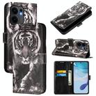 For OPPO Reno13 F 5G Global Colored Drawing Pattern Plain Weave Leather Phone Case(Black And White Tiger) - 1