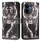 For OPPO Reno13 F 5G Global Colored Drawing Pattern Plain Weave Leather Phone Case(Black And White Tiger) - 2