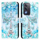 For OPPO A5 5G Global Colored Drawing Pattern Plain Weave Leather Phone Case(Tower Butterfly) - 2