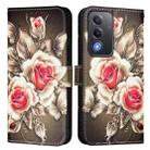 For OPPO A5 5G Global Colored Drawing Pattern Plain Weave Leather Phone Case(Roses On Black) - 2