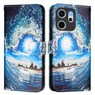 For OPPO Reno14 F 5G Colored Drawing Pattern Plain Weave Leather Phone Case(Waves And Sun) - 2