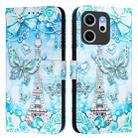 For OPPO Reno14 F 5G Colored Drawing Pattern Plain Weave Leather Phone Case(Tower Butterfly) - 2