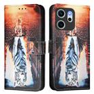 For OPPO Reno14 F 5G Colored Drawing Pattern Plain Weave Leather Phone Case(Cats And Tigers) - 2