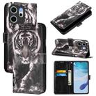 For OPPO Reno14 F 5G Colored Drawing Pattern Plain Weave Leather Phone Case(Black And White Tiger) - 1