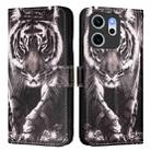 For OPPO Reno14 F 5G Colored Drawing Pattern Plain Weave Leather Phone Case(Black And White Tiger) - 2