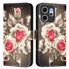 For OPPO Reno14 F 5G Colored Drawing Pattern Plain Weave Leather Phone Case(Roses On Black) - 2