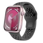 For Apple Watch SE 2023 44mm Oval Holes Fluororubber Watch Band(Dark Grey) - 1