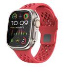 For Apple Watch Ultra 2 49mm Oval Holes Fluororubber Watch Band(Red) - 1