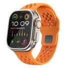 For Apple Watch Ultra 49mm Oval Holes Fluororubber Watch Band(Orange) - 1