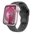 For Apple Watch Series 3 42mm Oval Holes Fluororubber Watch Band(Dark Grey) - 1