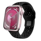For Apple Watch Series 2 42mm Oval Holes Fluororubber Watch Band(Black) - 1