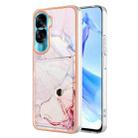 For Honor 90 Lite 5G Marble Pattern IMD Card Slot Phone Case(Rose Gold) - 1