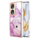 For Honor 90 5G Marble Pattern IMD Card Slot Phone Case(Pink Purple Gold) - 1