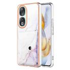 For Honor 90 5G Marble Pattern IMD Card Slot Phone Case(White Purple) - 1