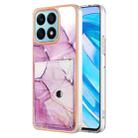 For Honor X8a Marble Pattern IMD Card Slot Phone Case(Pink Purple Gold) - 1