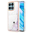 For Honor X8a Marble Pattern IMD Card Slot Phone Case(White Purple) - 1