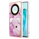 For Honor X9a / Magic5 Lite Marble Pattern IMD Card Slot Phone Case(Pink Purple Gold) - 1