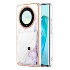 For Honor X9a / Magic5 Lite Marble Pattern IMD Card Slot Phone Case(White Purple) - 1