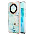 For Honor X9a / Magic5 Lite Marble Pattern IMD Card Slot Phone Case(Green) - 1