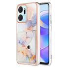 For Honor X7a Marble Pattern IMD Card Slot Phone Case(Galaxy Marble White) - 1