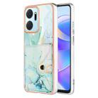 For Honor X7a Marble Pattern IMD Card Slot Phone Case(Green) - 1