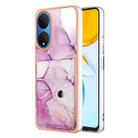 For Honor X7 Marble Pattern IMD Card Slot Phone Case(Pink Purple Gold) - 1