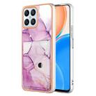 For Honor X8 4G Marble Pattern IMD Card Slot Phone Case(Pink Purple Gold) - 1